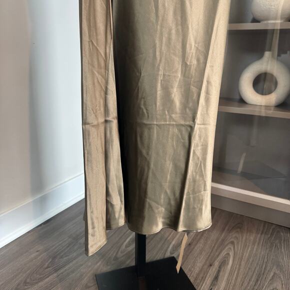 Reformation Dasha Silk Midi Dress NEW Morel Brown Asymmetrical Neck Cut Out 6 - Picture 5 of 7